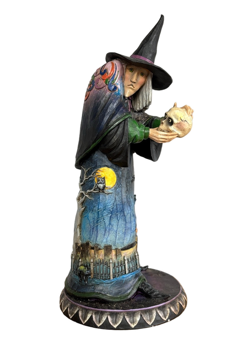 Jim Shore Retired Halloween Full Moon Fright Witch Figurine Glow in the Dark